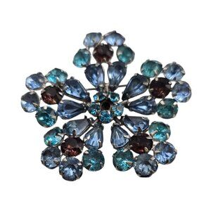 Beautiful Kramer Ny Blue And Purple Flower Brooch (A8137)